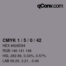 カラーコード: CMYK 1 / 5 / 0 / 42 | qconv.com