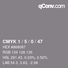 Farbcode: CMYK 1 / 5 / 0 / 47 | qconv.com