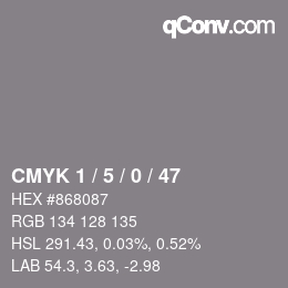 カラーコード: CMYK 1 / 5 / 0 / 47 | qconv.com