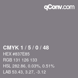颜色代码: CMYK 1 / 5 / 0 / 48 | qconv.com