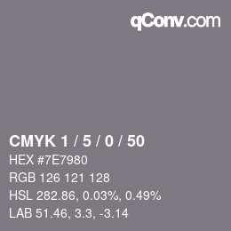 颜色代码: CMYK 1 / 5 / 0 / 50 | qconv.com
