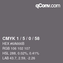 Color code: CMYK 1 / 5 / 0 / 58 | qconv.com