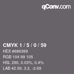 カラーコード: CMYK 1 / 5 / 0 / 59 | qconv.com