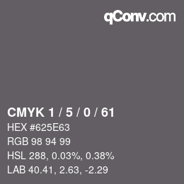 カラーコード: CMYK 1 / 5 / 0 / 61 | qconv.com