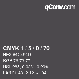 颜色代码: CMYK 1 / 5 / 0 / 70 | qconv.com