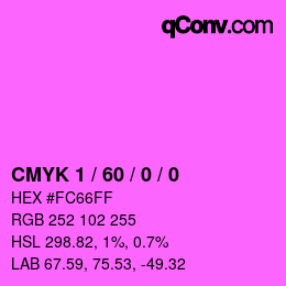 カラーコード: CMYK 1 / 60 / 0 / 0 | qconv.com