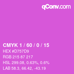 カラーコード: CMYK 1 / 60 / 0 / 15 | qconv.com