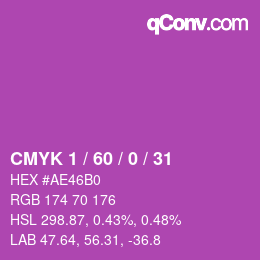 カラーコード: CMYK 1 / 60 / 0 / 31 | qconv.com