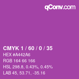カラーコード: CMYK 1 / 60 / 0 / 35 | qconv.com
