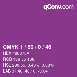 カラーコード: CMYK 1 / 60 / 0 / 46 | qconv.com