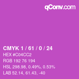 カラーコード: CMYK 1 / 61 / 0 / 24 | qconv.com