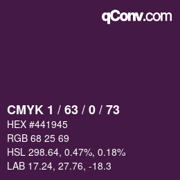 カラーコード: CMYK 1 / 63 / 0 / 73 | qconv.com