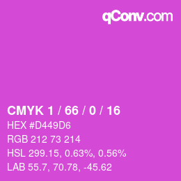 カラーコード: CMYK 1 / 66 / 0 / 16 | qconv.com