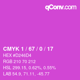 Color code: CMYK 1 / 67 / 0 / 17 | qconv.com