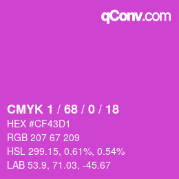 Color code: CMYK 1 / 68 / 0 / 18 | qconv.com