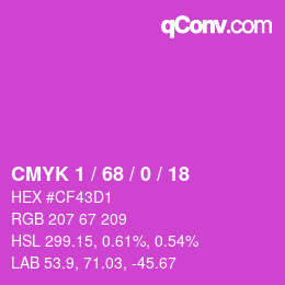 カラーコード: CMYK 1 / 68 / 0 / 18 | qconv.com