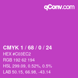 カラーコード: CMYK 1 / 68 / 0 / 24 | qconv.com