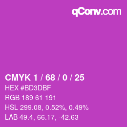 颜色代码: CMYK 1 / 68 / 0 / 25 | qconv.com