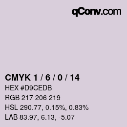颜色代码: CMYK 1 / 6 / 0 / 14 | qconv.com