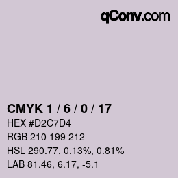 カラーコード: CMYK 1 / 6 / 0 / 17 | qconv.com