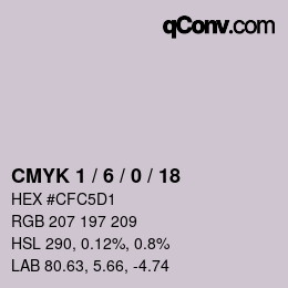 カラーコード: CMYK 1 / 6 / 0 / 18 | qconv.com