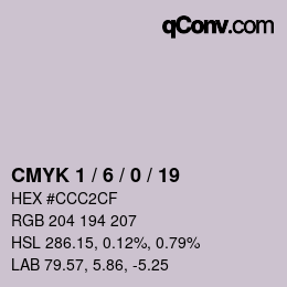 カラーコード: CMYK 1 / 6 / 0 / 19 | qconv.com