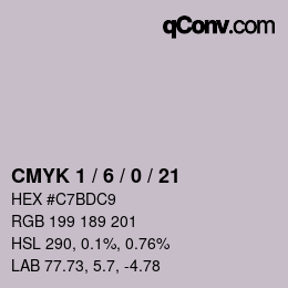 カラーコード: CMYK 1 / 6 / 0 / 21 | qconv.com