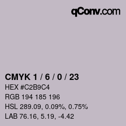 カラーコード: CMYK 1 / 6 / 0 / 23 | qconv.com