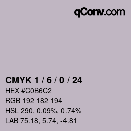 カラーコード: CMYK 1 / 6 / 0 / 24 | qconv.com