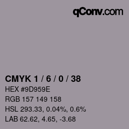 颜色代码: CMYK 1 / 6 / 0 / 38 | qconv.com