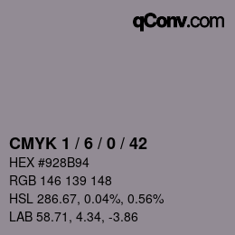 Color code: CMYK 1 / 6 / 0 / 42 | qconv.com