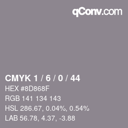 Color code: CMYK 1 / 6 / 0 / 44 | qconv.com