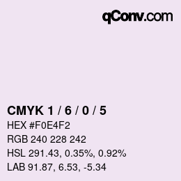 颜色代码: CMYK 1 / 6 / 0 / 5 | qconv.com