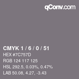 Código de color: CMYK 1 / 6 / 0 / 51 | qconv.com