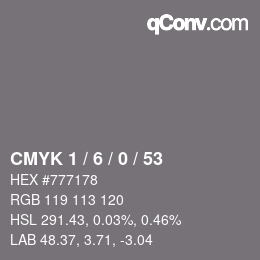 Color code: CMYK 1 / 6 / 0 / 53 | qconv.com