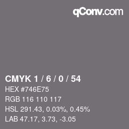 Color code: CMYK 1 / 6 / 0 / 54 | qconv.com