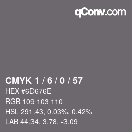 Color code: CMYK 1 / 6 / 0 / 57 | qconv.com