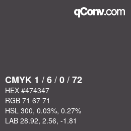 Color code: CMYK 1 / 6 / 0 / 72 | qconv.com