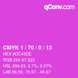 カラーコード: CMYK 1 / 70 / 0 / 13 | qconv.com