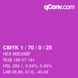 カラーコード: CMYK 1 / 70 / 0 / 25 | qconv.com