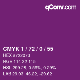 カラーコード: CMYK 1 / 72 / 0 / 55 | qconv.com