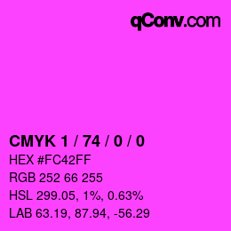 Color code: CMYK 1 / 74 / 0 / 0 | qconv.com