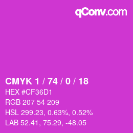 Color code: CMYK 1 / 74 / 0 / 18 | qconv.com