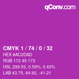カラーコード: CMYK 1 / 74 / 0 / 32 | qconv.com