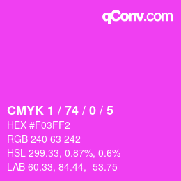 カラーコード: CMYK 1 / 74 / 0 / 5 | qconv.com