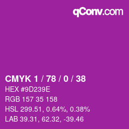 カラーコード: CMYK 1 / 78 / 0 / 38 | qconv.com