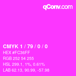 カラーコード: CMYK 1 / 79 / 0 / 0 | qconv.com