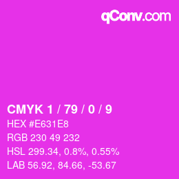 カラーコード: CMYK 1 / 79 / 0 / 9 | qconv.com