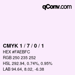 Farbcode: CMYK 1 / 7 / 0 / 1 | qconv.com