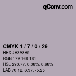 カラーコード: CMYK 1 / 7 / 0 / 29 | qconv.com